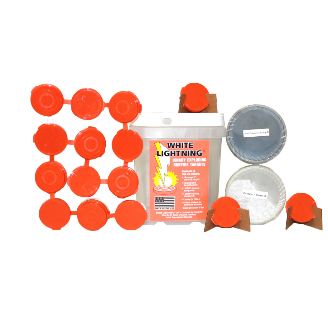 Tannerite, White Lightning Rimfire Target Kit, 15 Targets and Holders, 15/Pack