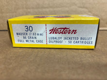 Load image into Gallery viewer, Western X 30 Mauser (7.63mm 86grain) full metal case 50rd.
